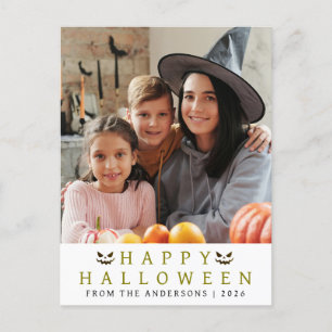 Minimalistiskt Modern Spooky Happy halloween 1-fot Helg Vykort