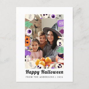 Minimalistiskt Modern Spooky Happy halloween 1-fot Helg Vykort