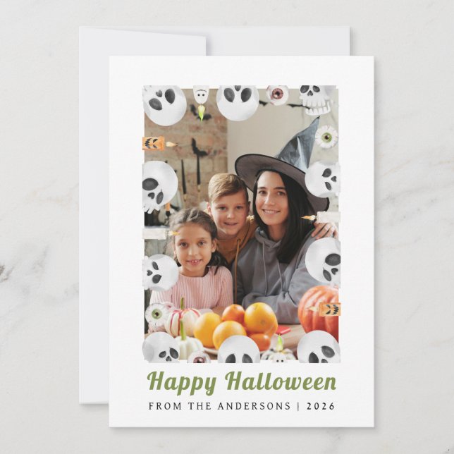 Minimalistiskt Modern Spooky Happy halloween 1-fot Julkort (Framsida)