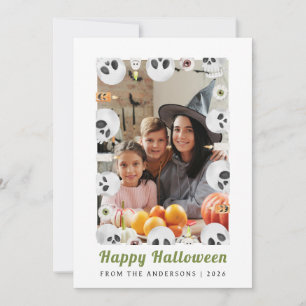 Minimalistiskt Modern Spooky Happy halloween 1-fot Julkort
