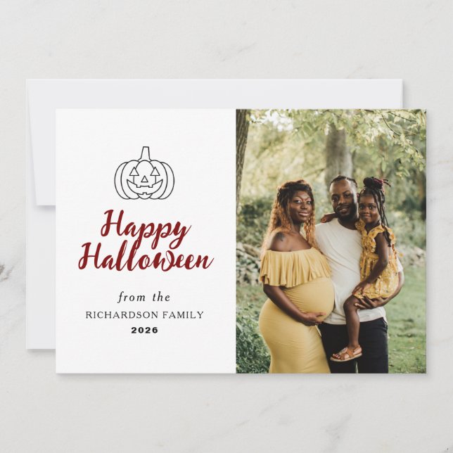Minimalistiskt Modern Spooky Happy halloween 1-fot Julkort (Framsida)