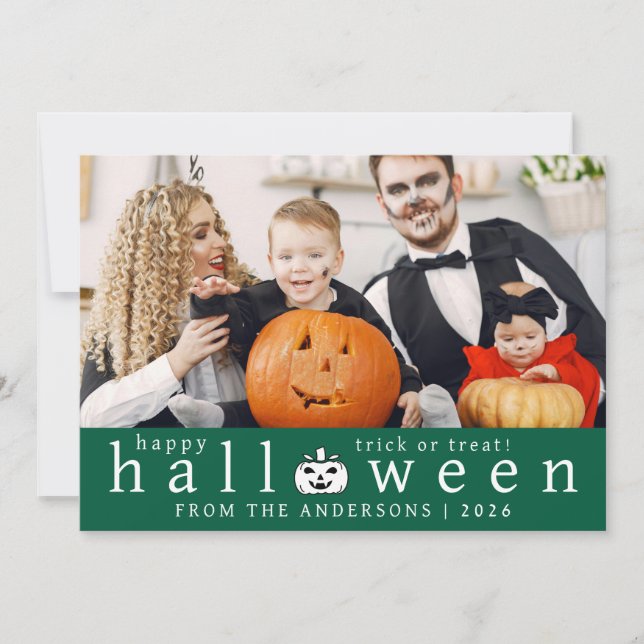 Minimalistiskt Modern Spooky Happy halloween 1-fot Julkort (Framsida)
