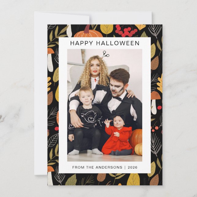 Minimalistiskt Modern Spooky Happy halloween 1-fot Julkort (Framsida)