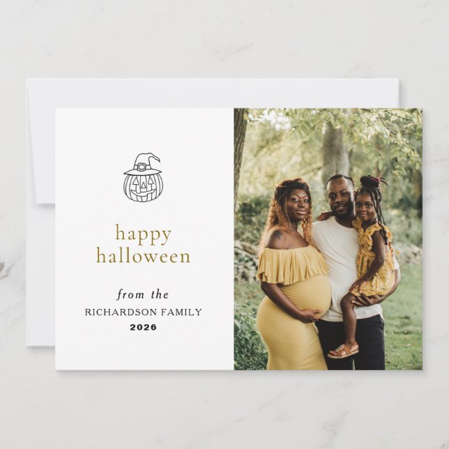 Minimalistiskt Modern Spooky Happy halloween 1-fot Julkort (Framsida)