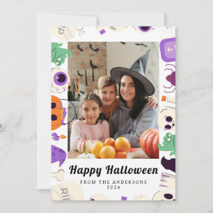 Minimalistiskt Modern Spooky Happy halloween 1-fot Julkort