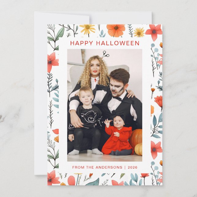 Minimalistiskt Modern Spooky Happy halloween 1-fot Julkort (Framsida)