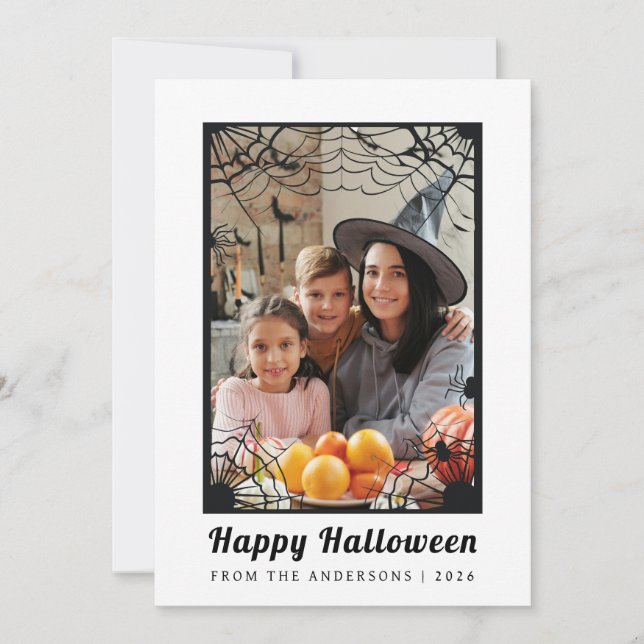 Minimalistiskt Modern Spooky Happy halloween 1-fot Julkort (Framsida)