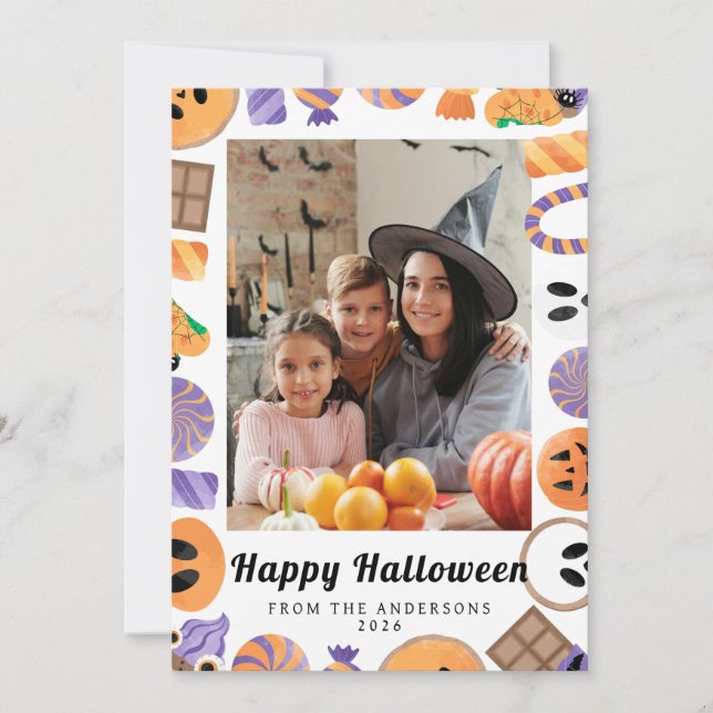 Minimalistiskt Modern Spooky Happy halloween 1-fot Julkort (Framsida)