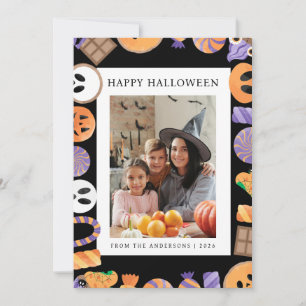 Minimalistiskt Modern Spooky Happy halloween 1-fot Julkort
