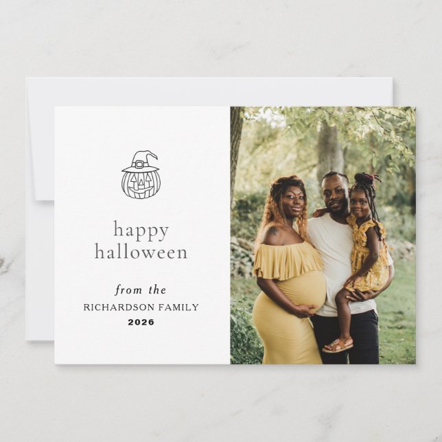 Minimalistiskt Modern Spooky Happy halloween 1-fot Julkort (Framsida)