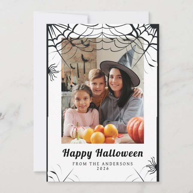 Minimalistiskt Modern Spooky Happy halloween 1-fot Julkort (Framsida)