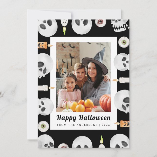 Minimalistiskt Modern Spooky Happy halloween 1-fot Julkort (Framsida)