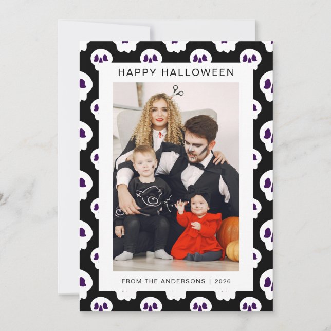 Minimalistiskt Modern Spooky Happy halloween 1-fot Julkort (Framsida)
