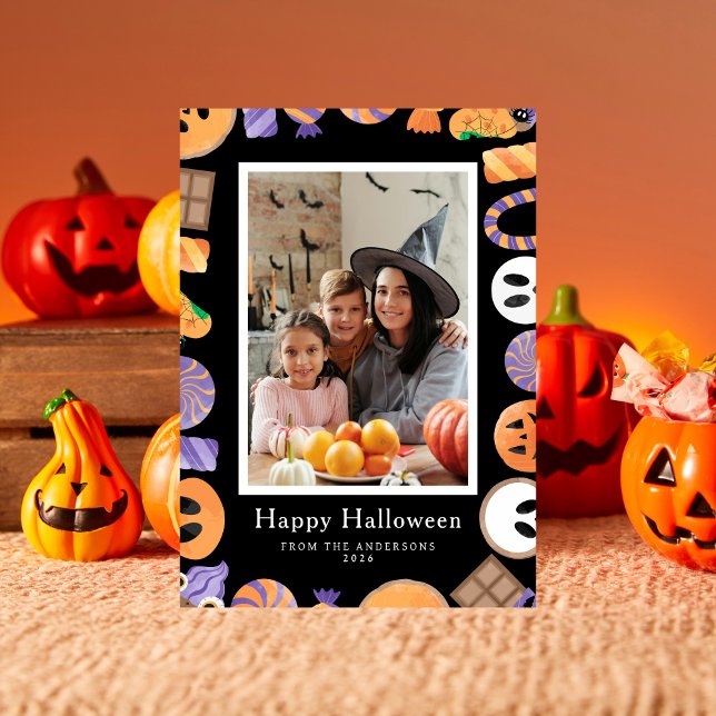 Minimalistiskt Modern Spooky Happy halloween 1-fot Julkort (Skapare uppladdad)