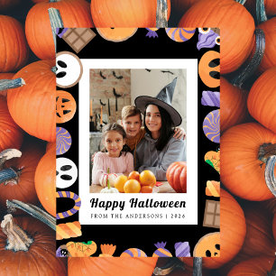 Minimalistiskt Modern Spooky Happy halloween 1-fot Julkort