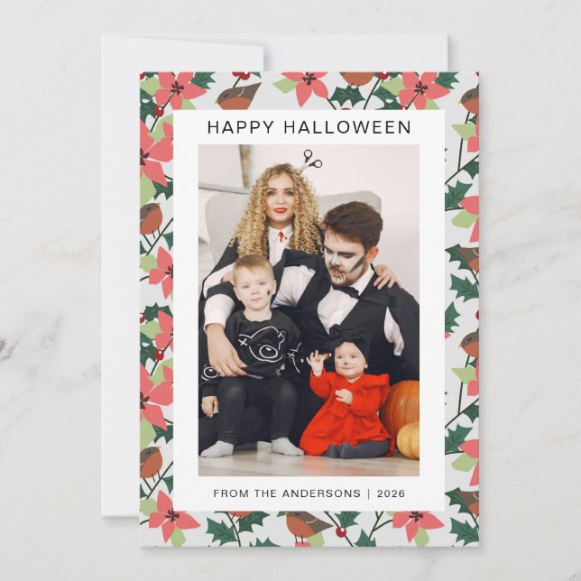 Minimalistiskt Modern Spooky Happy halloween 1-fot Julkort (Framsida)