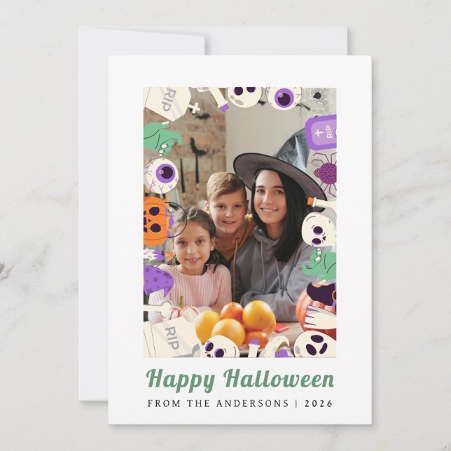 Minimalistiskt Modern Spooky Happy halloween 1-fot Julkort (Framsida)