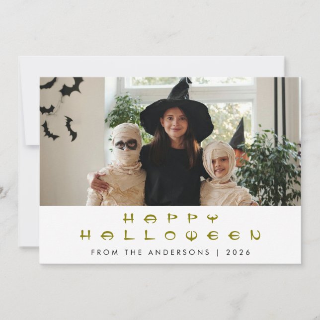 Minimalistiskt Modern Spooky Happy halloween 1-fot Julkort (Framsida)