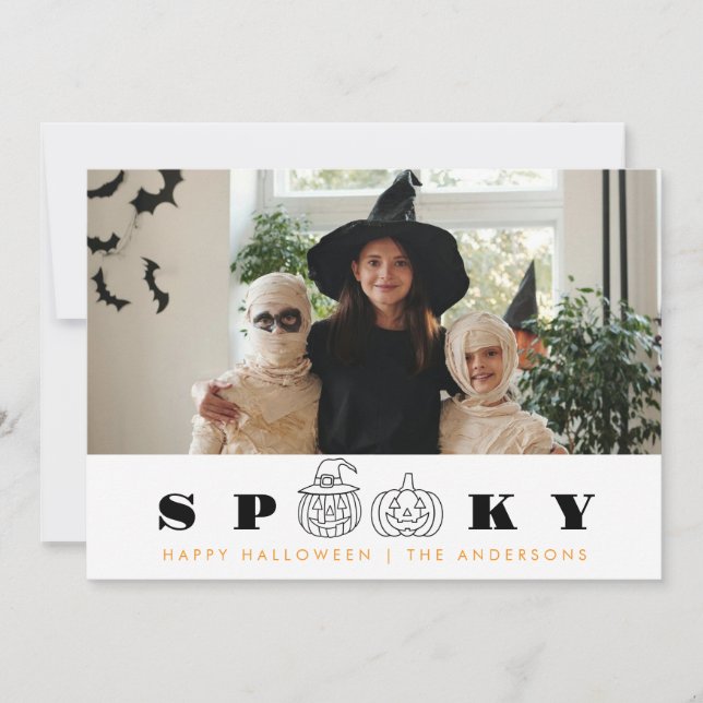 Minimalistiskt Modern Spooky Happy halloween 1-fot Julkort (Framsida)