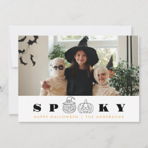 Minimalistiskt Modern Spooky Happy halloween 1-fot Julkort