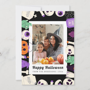 Minimalistiskt Modern Spooky Happy halloween 1-fot Julkort