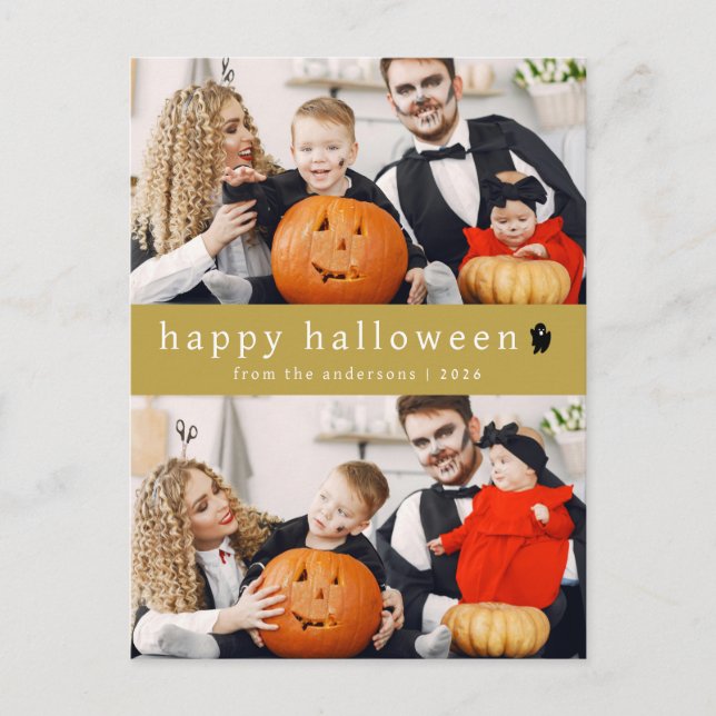 Minimalistiskt Modern Spooky Happy halloween 2-fot Helg Vykort (Framsida)