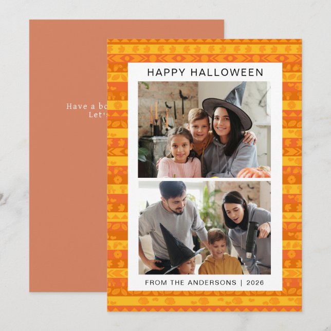 Minimalistiskt Modern Spooky Happy halloween 2-fot Julkort (Fram/baksida)