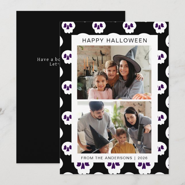 Minimalistiskt Modern Spooky Happy halloween 2-fot Julkort (Fram/baksida)