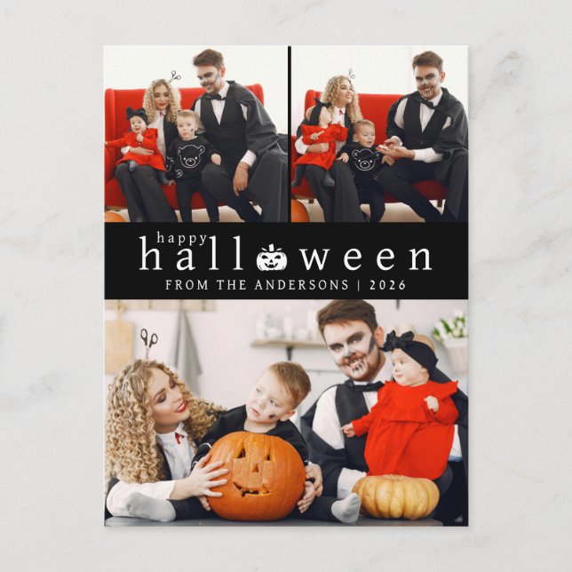 Minimalistiskt Modern Spooky Happy halloween 3-fot Helg Vykort (Framsida)