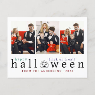 Minimalistiskt Modern Spooky Happy halloween 3-fot Helg Vykort