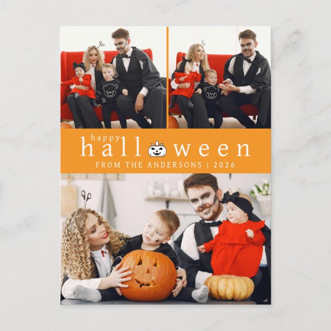 Minimalistiskt Modern Spooky Happy halloween 3-fot Helg Vykort (Framsida)