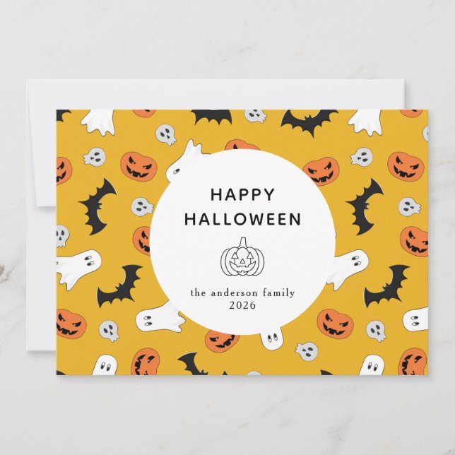 Minimalistiskt Modern Spooky Happy halloween 3-fot Julkort (Framsida)