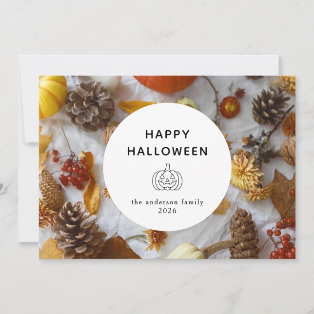 Minimalistiskt Modern Spooky Happy halloween 3-fot Julkort (Framsida)