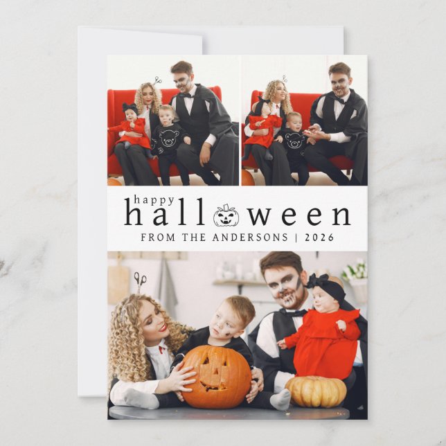 Minimalistiskt Modern Spooky Happy halloween 3-fot Julkort (Framsida)