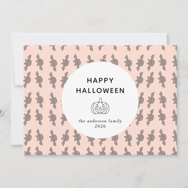 Minimalistiskt Modern Spooky Happy halloween 3-fot Julkort (Framsida)