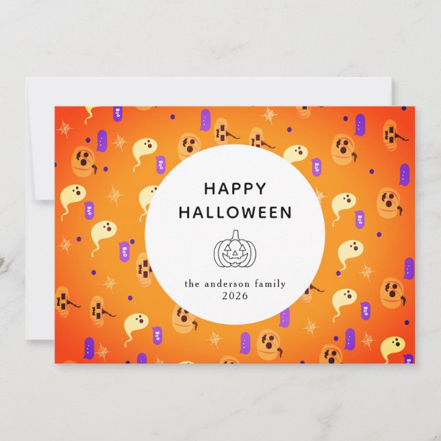 Minimalistiskt Modern Spooky Happy halloween 3-fot Julkort (Framsida)