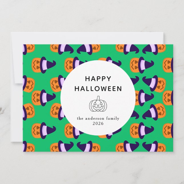 Minimalistiskt Modern Spooky Happy halloween 3-fot Julkort (Framsida)
