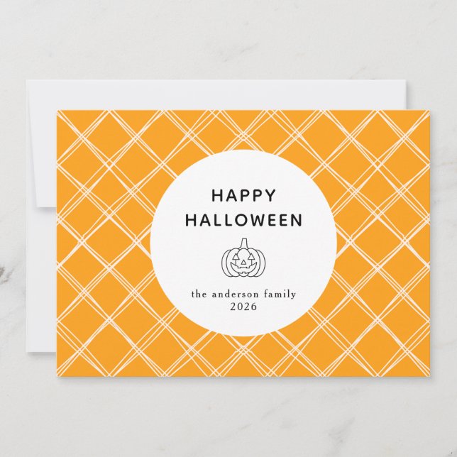 Minimalistiskt Modern Spooky Happy halloween 3-fot Julkort (Framsida)