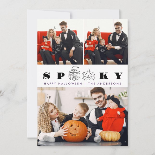 Minimalistiskt Modern Spooky Happy halloween 3-fot Julkort (Framsida)