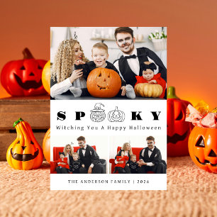Minimalistiskt Modern Spooky Happy halloween 3-fot Julkort