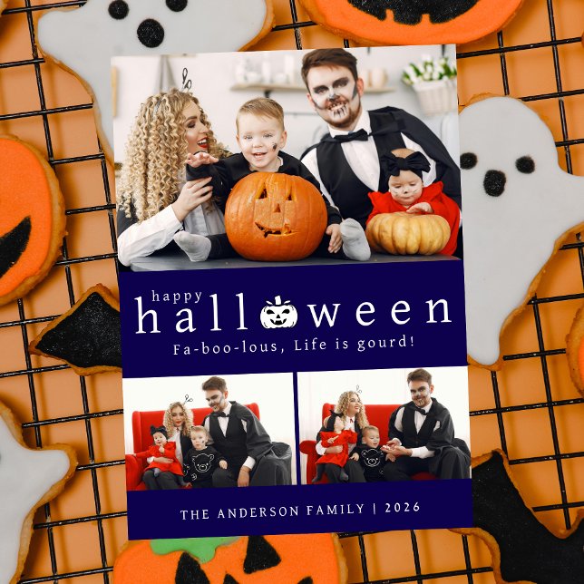 Minimalistiskt Modern Spooky Happy halloween 3-fot Julkort (Skapare uppladdad)