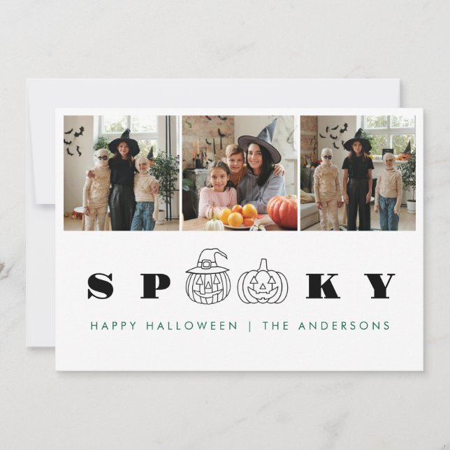 Minimalistiskt Modern Spooky Happy halloween 3-fot Julkort (Framsida)