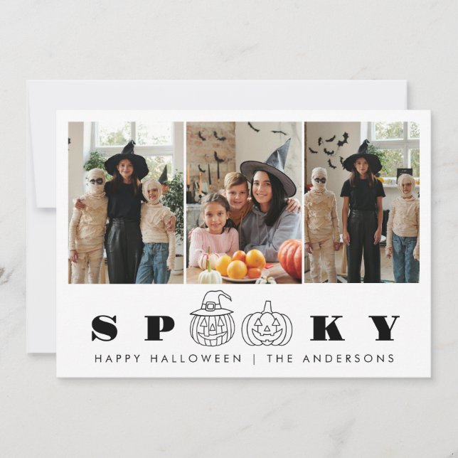 Minimalistiskt Modern Spooky Happy halloween 3-fot Julkort (Framsida)