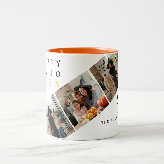 Minimalistiskt Modern Spooky Happy halloween 3-fot Två-Tonad Mugg (Center)