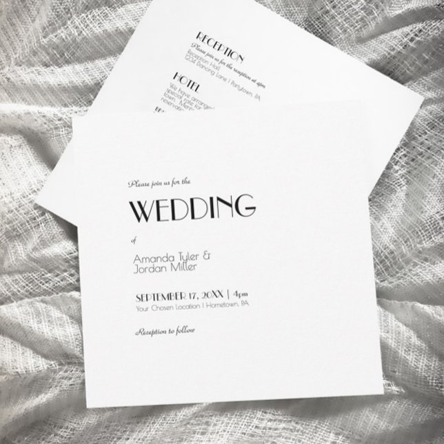 Minimalistiskt Modern Square Art Deco All One Bröl Inbjudningar (Skapare uppladdad)