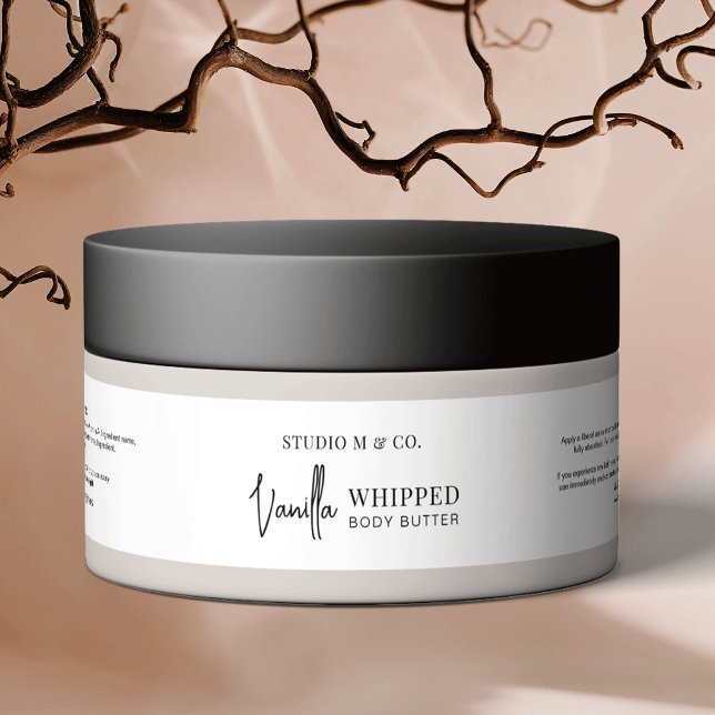 Minimalistiskt Modern Sugar SCrub Lotion 4 OZ 120  Etikettband (Modern fully editable 4 OZ cosmetic jar wrap around label (verify size for a good fit))