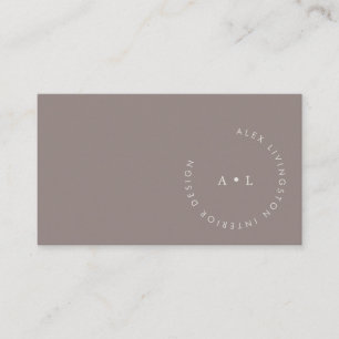 Minimalistiskt Modern Taupe Brown Circle Monogram Visitkort