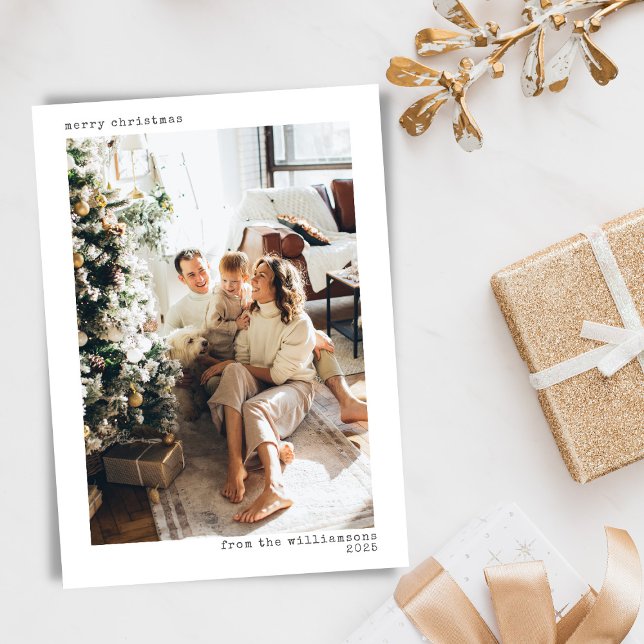 Minimalistiskt Modern Typography God jul Photo Julkort (Skapare uppladdad)