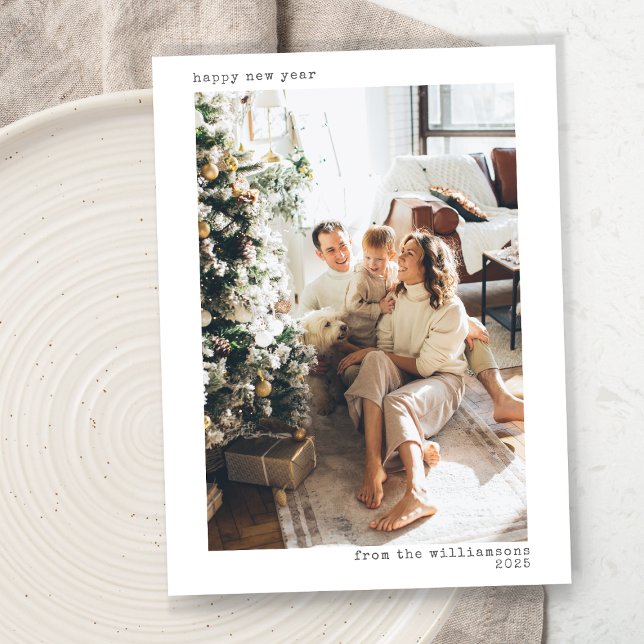 Minimalistiskt Modern Typography Gott nytt år Phot Julkort (Skapare uppladdad)