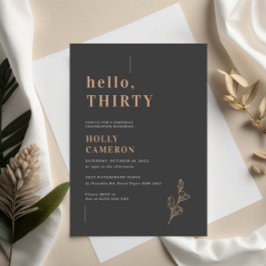 Minimalistiskt modernt bladverk 30års födelsedag inbjudningar